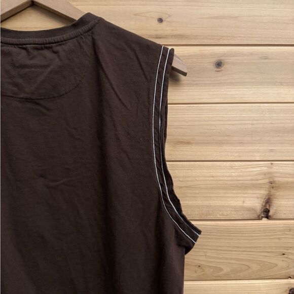 Y2K Vintage Point Zero Size Large Cotton Palm Tree Brown Sleeveless Tank Top - Picture 5 of 9